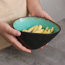 Aqua 11-Piece Pottery Stoneware Vintage Ceramic Dinner Set