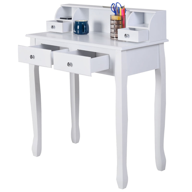 Writing Desk Mission White Home Office Computer Desk 4 Drawer White