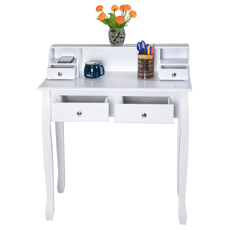 Writing Desk Mission White Home Office Computer Desk 4 Drawer White