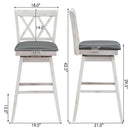 Set of 4 Barstools Swivel Bar Height Chairs with Rubber Wood Legs White/Black
