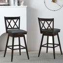 Set of 4 Barstools Swivel Bar Height Chairs with Rubber Wood Legs White/Black