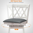 Set of 4 Barstools Swivel Bar Height Chairs with Rubber Wood Legs White/Black