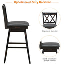 Set of 4 Barstools Swivel Bar Height Chairs with Rubber Wood Legs White/Black