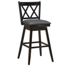Set of 4 Barstools Swivel Bar Height Chairs with Rubber Wood Legs White/Black