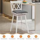 Set of 4 Barstools Swivel Bar Height Chairs with Rubber Wood Legs White/Black