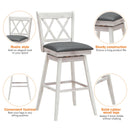 Set of 4 Barstools Swivel Bar Height Chairs with Rubber Wood Legs White/Black