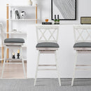 Set of 4 Barstools Swivel Bar Height Chairs with Rubber Wood Legs White/Black