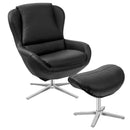 Swivel Rocking Chair Top Grain Leather Lounge Armchair w/Ottoman HU10046