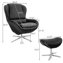 Swivel Rocking Chair Top Grain Leather Lounge Armchair w/Ottoman HU10046