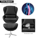 Swivel Rocking Chair Top Grain Leather Lounge Armchair w/Ottoman HU10046