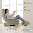 Swivel Rocking Chair Top Grain Leather Lounge Armchair w/Ottoman HU10046