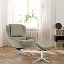 Swivel Rocking Chair Top Grain Leather Lounge Armchair w/Ottoman HU10046