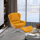 Swivel Rocking Chair Top Grain Leather Lounge Armchair w/Ottoman HU10046