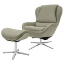 Swivel Rocking Chair Top Grain Leather Lounge Armchair w/Ottoman HU10046