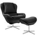 Swivel Rocking Chair Top Grain Leather Lounge Armchair w/Ottoman HU10046