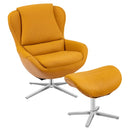 Swivel Rocking Chair Top Grain Leather Lounge Armchair w/Ottoman HU10046