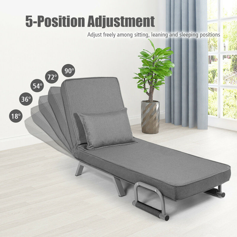 5 Position Convertible Sleeper Bed Folding Design Lounge Couch w/ Pillow HW64104