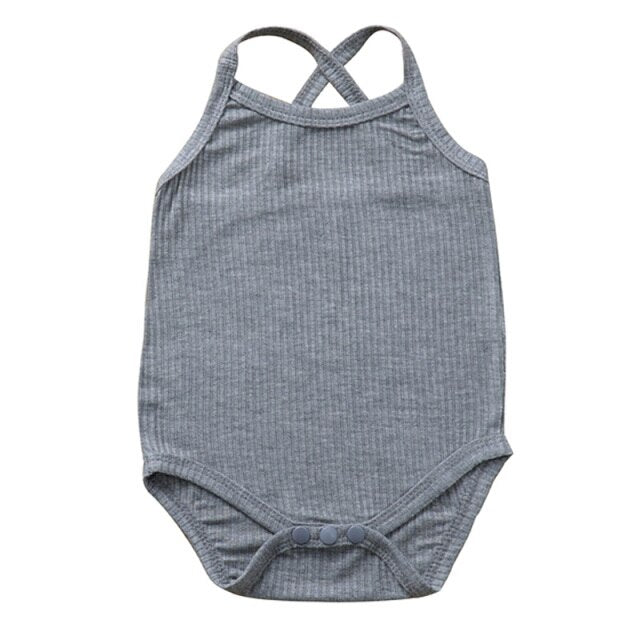 Summer Newborn Baby Boys Girls Solid Soft Romper Bodysuits Ribbed Sleeveless Clothes Outfits