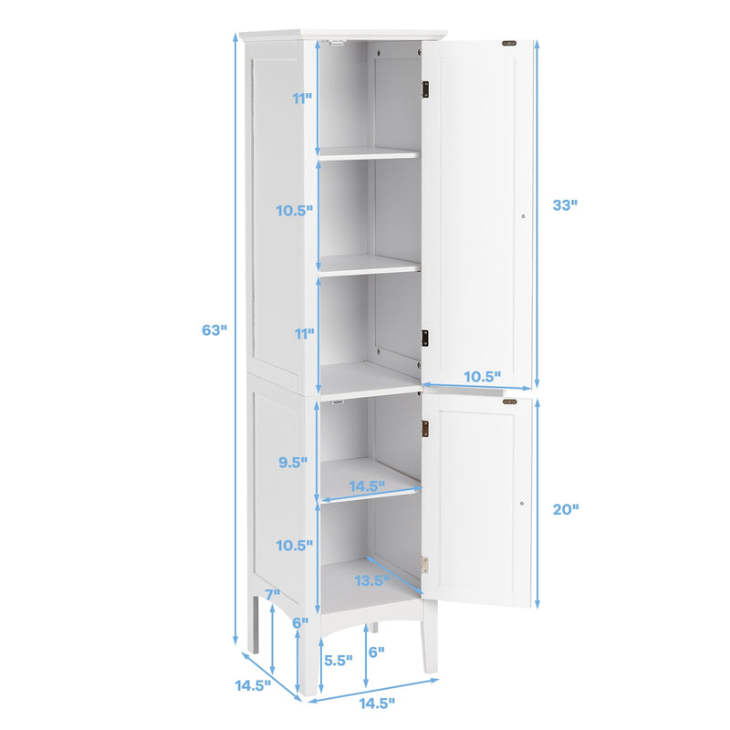 Freestanding Bathroom Storage Cabinet Linen Tower Kitchen Living Room HW66805WH