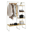 Metal Garment Rack Free Standing Closet Organizer w/5 Shelves Hanging Bar HW66162WH