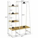 Metal Garment Rack Free Standing Closet Organizer w/5 Shelves Hanging Bar HW66162WH