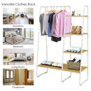 Metal Garment Rack Free Standing Closet Organizer w/5 Shelves Hanging Bar HW66162WH
