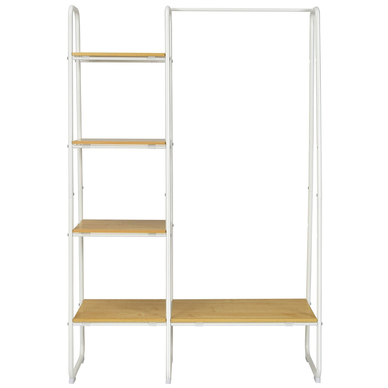 Metal Garment Rack Free Standing Closet Organizer w/5 Shelves Hanging Bar HW66162WH