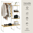 Metal Garment Rack Free Standing Closet Organizer w/5 Shelves Hanging Bar HW66162WH