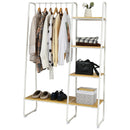 Metal Garment Rack Free Standing Closet Organizer w/5 Shelves Hanging Bar HW66162WH