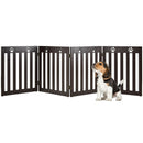 24" Folding Wooden Freestanding Pet Gate Dog Gate W/360° Hinge Espresso