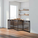 24" Folding Wooden Freestanding Pet Gate Dog Gate W/360° Hinge Espresso