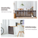 24" Folding Wooden Freestanding Pet Gate Dog Gate W/360° Hinge Espresso