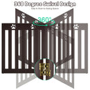 24" Folding Wooden Freestanding Pet Gate Dog Gate W/360° Hinge Espresso