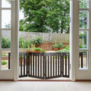 24" Folding Wooden Freestanding Pet Gate Dog Gate W/360° Hinge Espresso