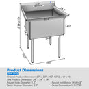 NSF Stainless Steel Utility Sink 30" Single Bowl Commercial Kitchen Sink KC52300