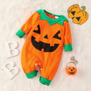 Halloween One-piece Infant Pattern Romper Baby Pumpkin Printed Cartoon Long Sleeve Bodysuit For Kids