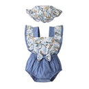 Newborn Baby Sweet Print Sleeveless Bodysuit with Hat Two-piece Clothing Infant Children Baby Outfits Summer Infant Clothes