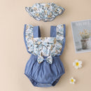 Newborn Baby Sweet Print Sleeveless Bodysuit with Hat Two-piece Clothing Infant Children Baby Outfits Summer Infant Clothes