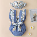 Newborn Baby Sweet Print Sleeveless Bodysuit with Hat Two-piece Clothing Infant Children Baby Outfits Summer Infant Clothes
