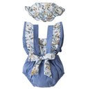 Newborn Baby Sweet Print Sleeveless Bodysuit with Hat Two-piece Clothing Infant Children Baby Outfits Summer Infant Clothes
