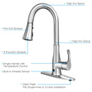 Touchless Kitchen Faucet 360° Swivel Single Handle Sensor 3 Mode Sprayer KC52633US