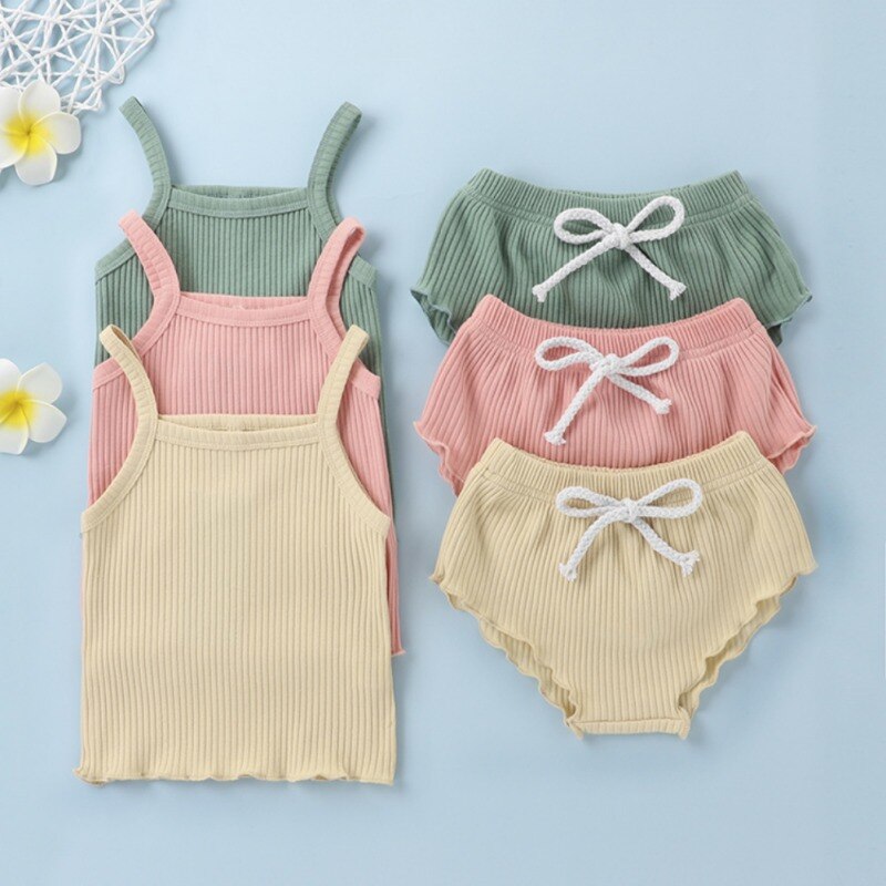 Summer Baby Girl Infant Children's Clothing Newborn Baby Set Pit Strip Sleeveless