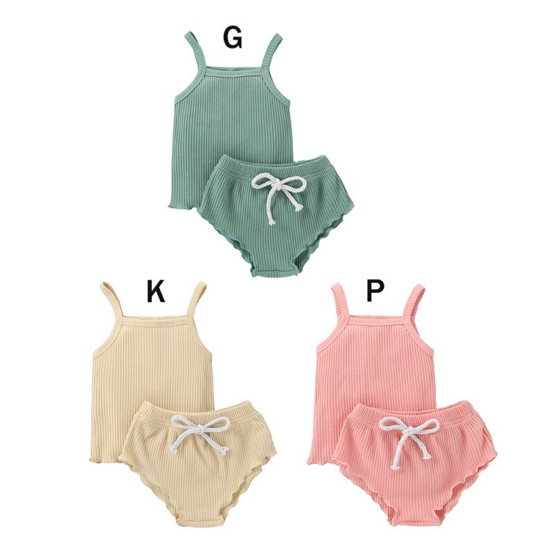 Summer Baby Girl Infant Children's Clothing Newborn Baby Set Pit Strip Sleeveless