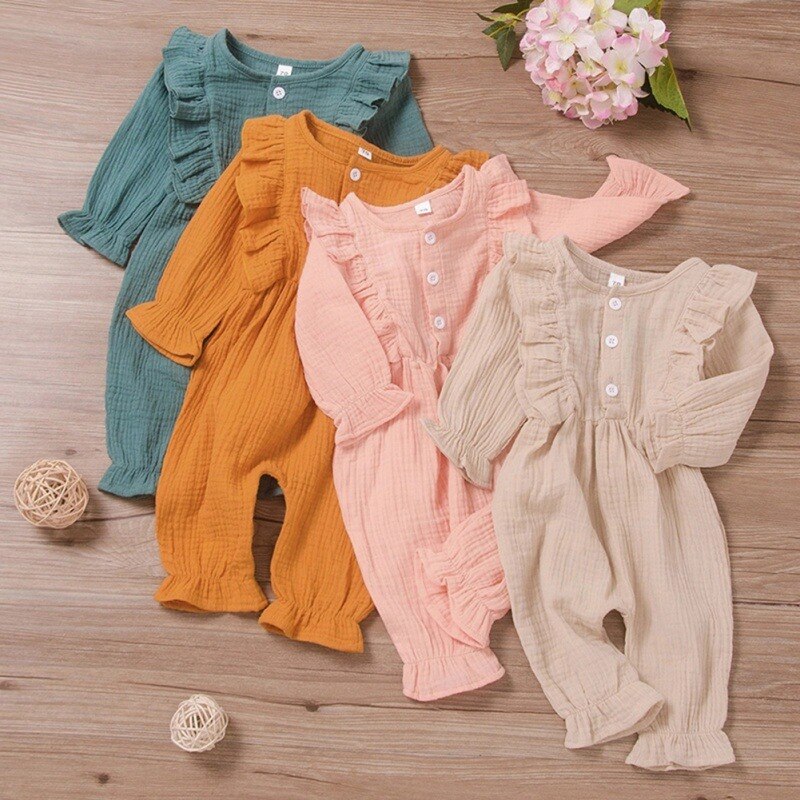 Newborn Baby Boy Girl Clothing Long Sleeve Romper Bodysuit Infant Cotton Jumpsuit Playsuit Kid