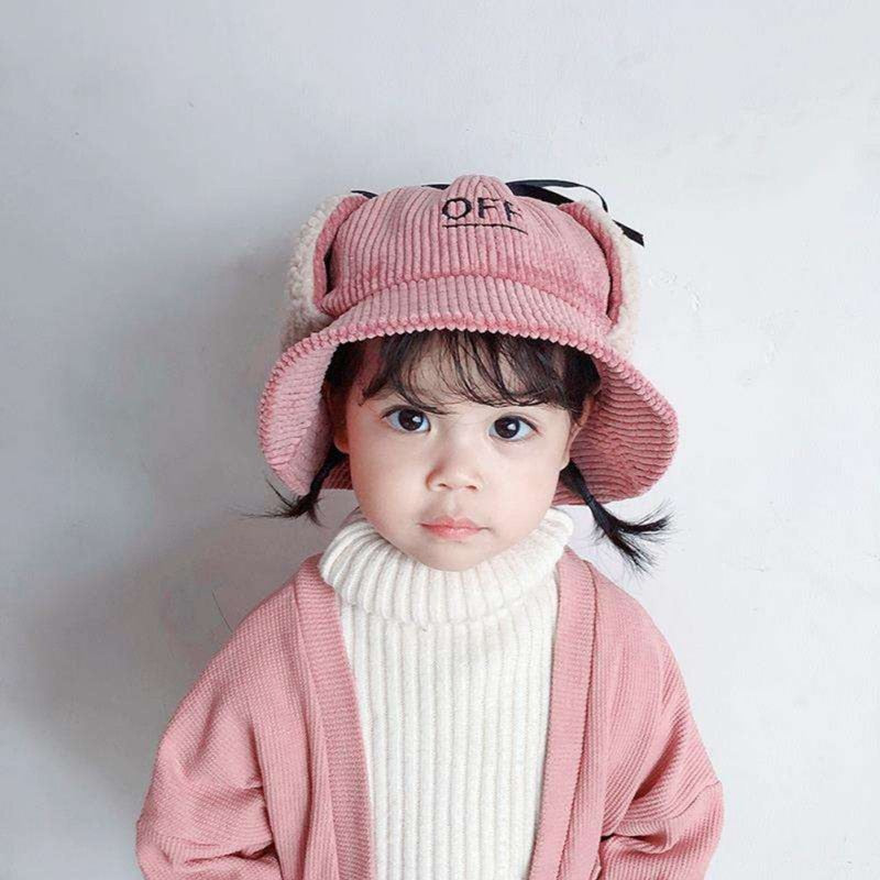 Winter Toddler Baby Infant Boy Girl Earmuffs Cap Warm Plush Soft Embroidery Pattern Hat