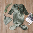 Newborn Wrap Sleepwear Baby Tie Dye Nightgown And Hat Long Sleeve