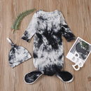 Newborn Wrap Sleepwear Baby Tie Dye Nightgown And Hat Long Sleeve