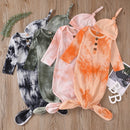 Newborn Wrap Sleepwear Baby Tie Dye Nightgown And Hat Long Sleeve