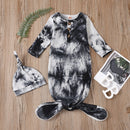 Newborn Wrap Sleepwear Baby Tie Dye Nightgown And Hat Long Sleeve