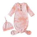 Newborn Wrap Sleepwear Baby Tie Dye Nightgown And Hat Long Sleeve